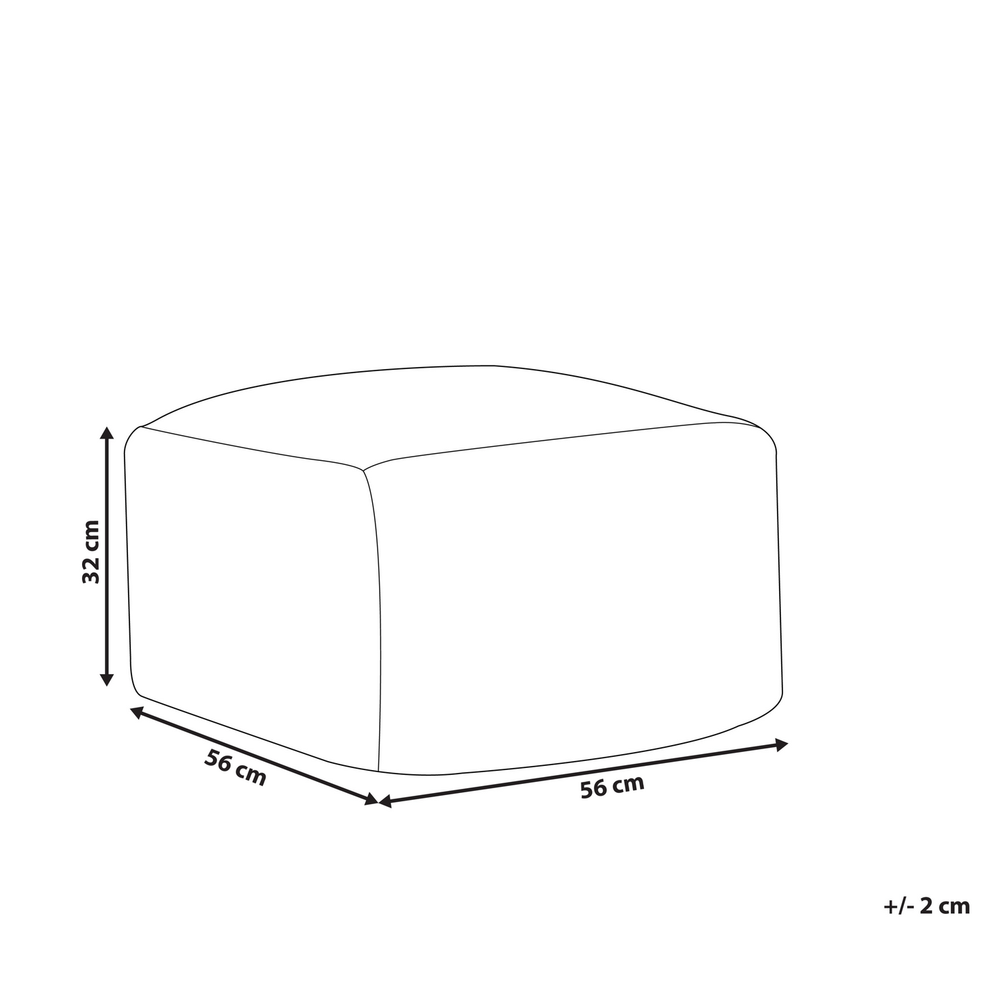 Pouffe Ottoman Black White Wool EPS Beads 56 x 56cm
