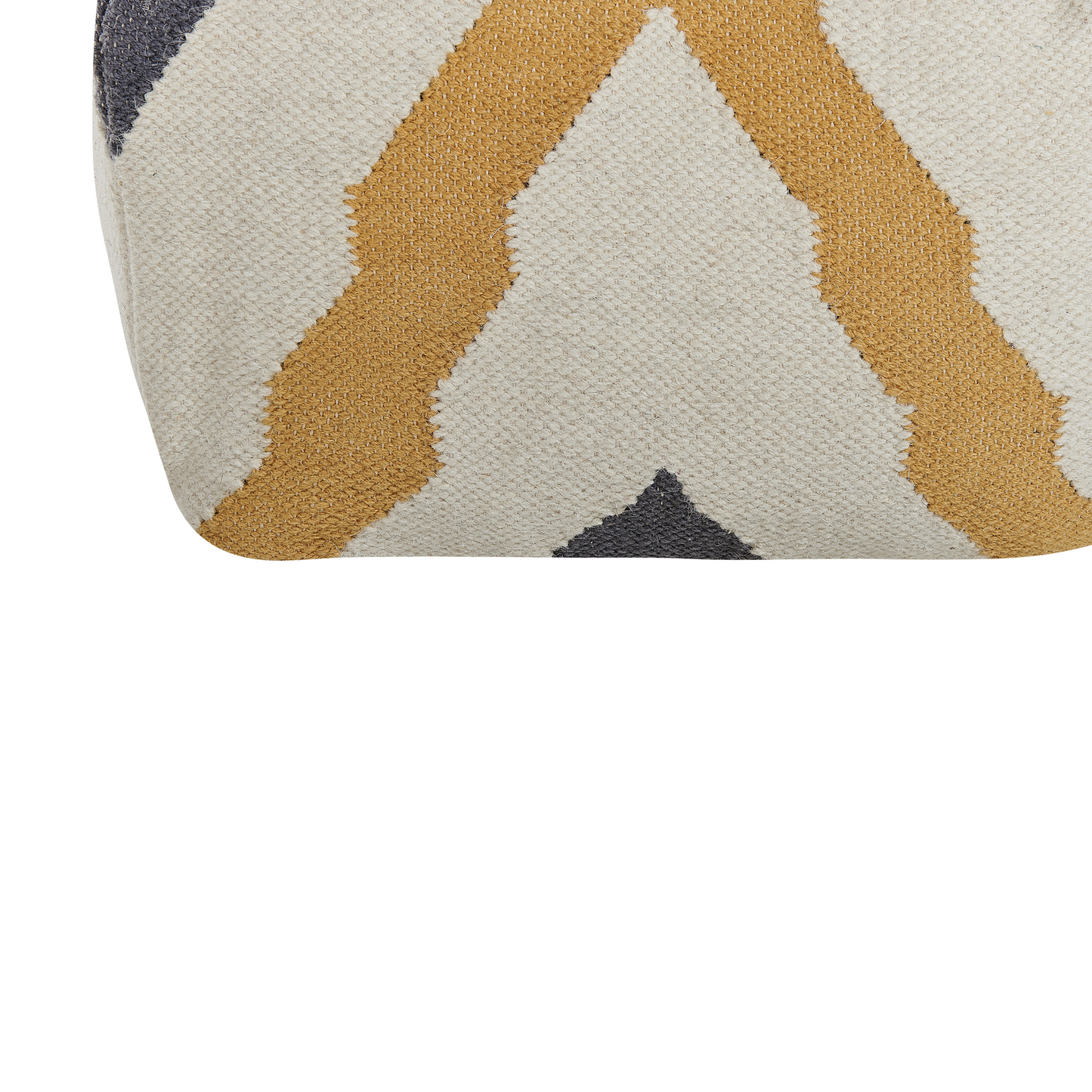 Pouffe Beige Yellow Knitted Boho Rustic