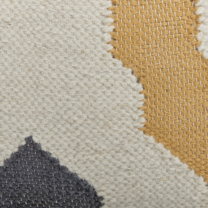 Pouffe Beige Yellow Knitted Boho Rustic