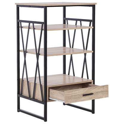 Nexa Console Table TV Stand Dark Brown Metal 3 Shelves 1 Drawer