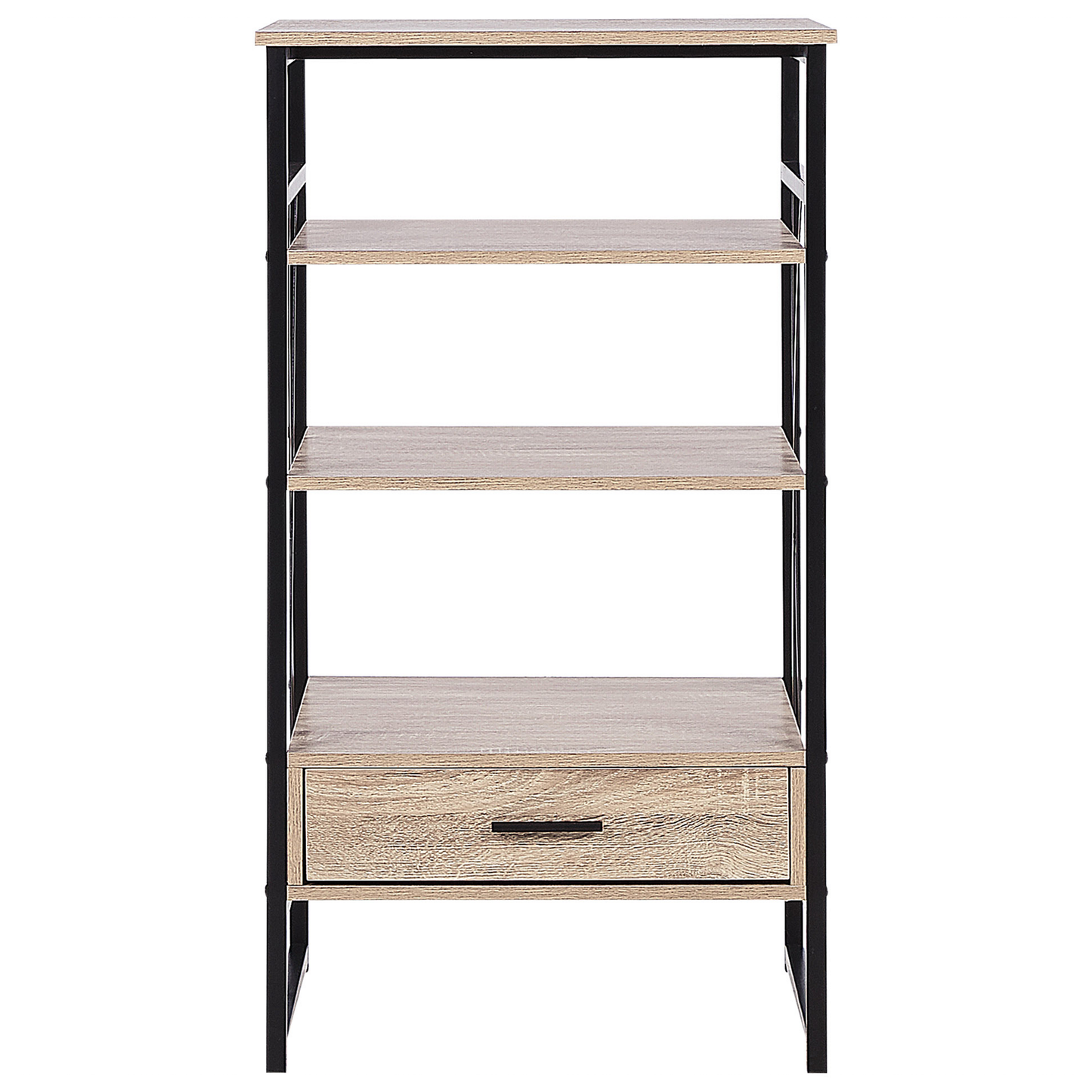 Nexa Console Table TV Stand Dark Brown Metal 3 Shelves 1 Drawer