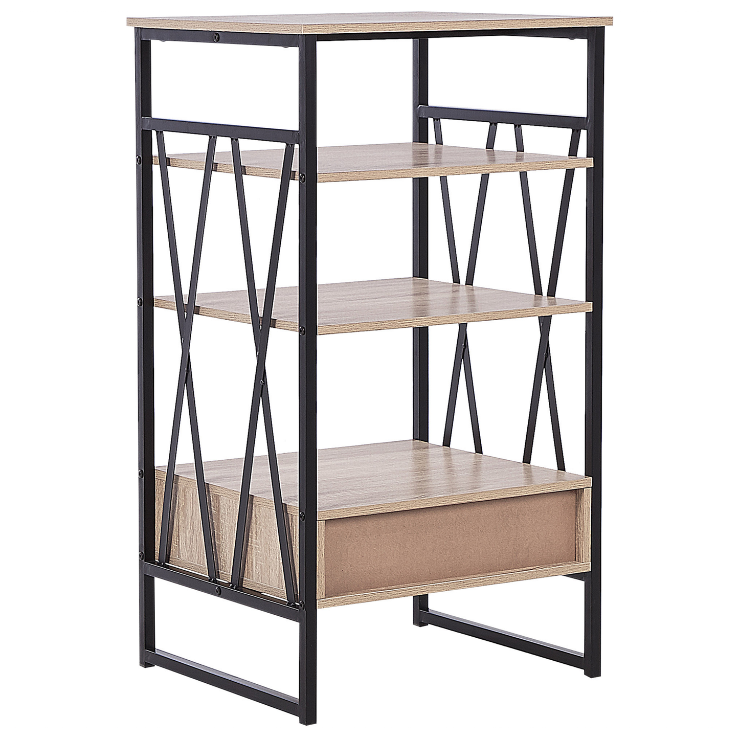 Nexa Console Table TV Stand Dark Brown Metal 3 Shelves 1 Drawer
