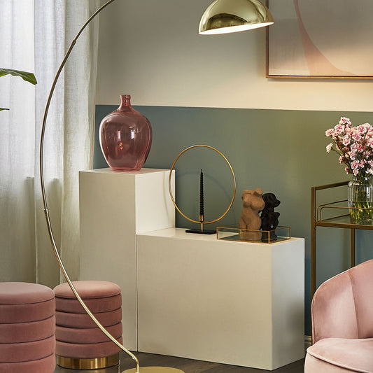 Aura Floor Lamp 188cm Gold Arc With Chrome Leg