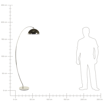 Aura Floor Lamp 188cm Gold Arc With Chrome Leg
