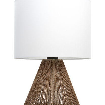 Natural Paper Cord Weave Table Lamp With White Fabric Shade