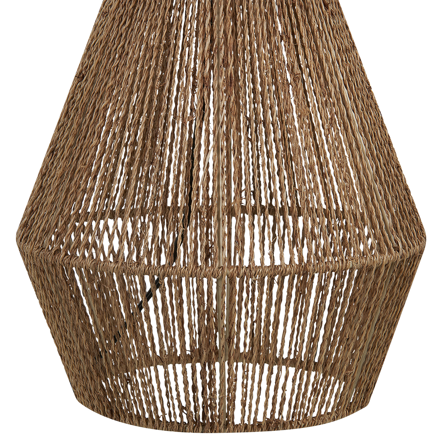 Natural Paper Cord Weave Table Lamp With White Fabric Shade