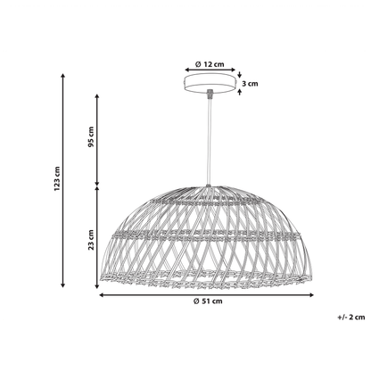 Pendant Lamp Natural Beige Rattan Open Work Shade Black Cord