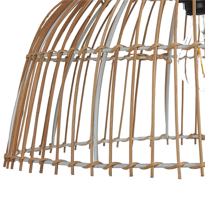 Aura Home Pendant Lamp Beige Rattan Open Work Shade Black Cord