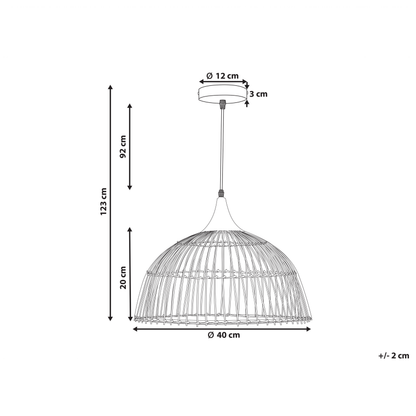 Aura Home Pendant Lamp Beige Rattan Open Work Shade Black Cord