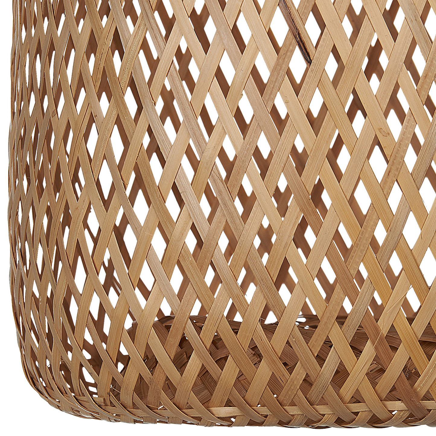 Natural Beige Rattan Pendant Lamp Open Work Shade Black Cord