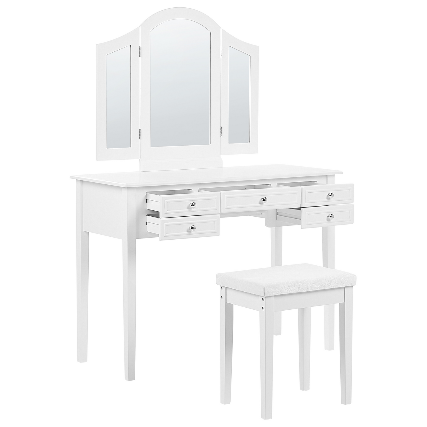 CasaNova Dressing Table White MDF 95x45x144 cm 2 Winged Mirror