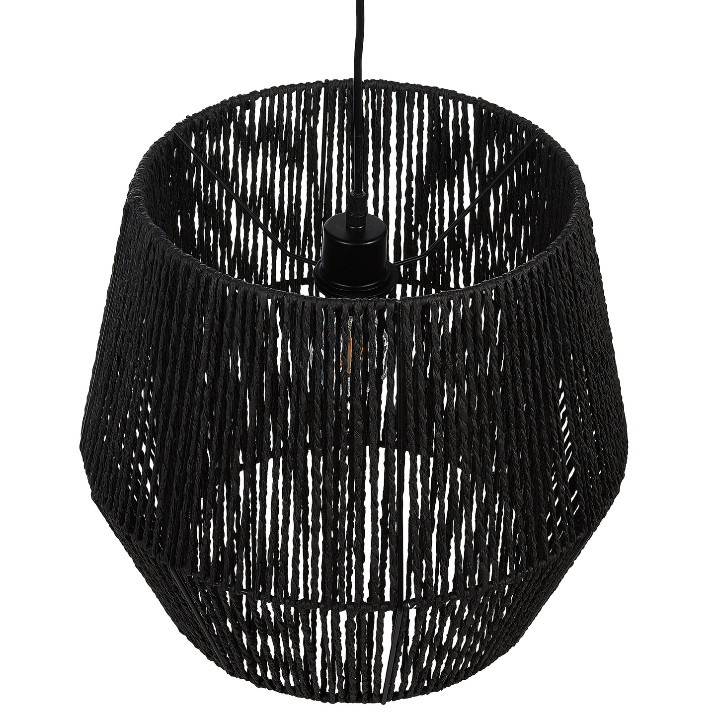 Luma Black Natural Paper Cord Pendant Lamp With Adjustable Cord