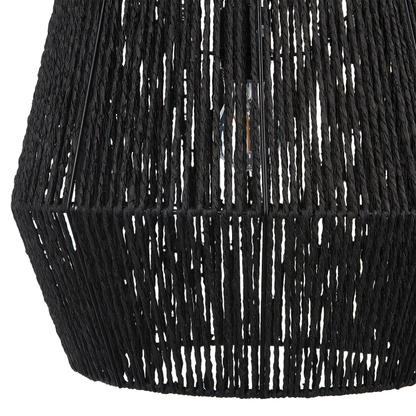 Luma Black Natural Paper Cord Pendant Lamp With Adjustable Cord
