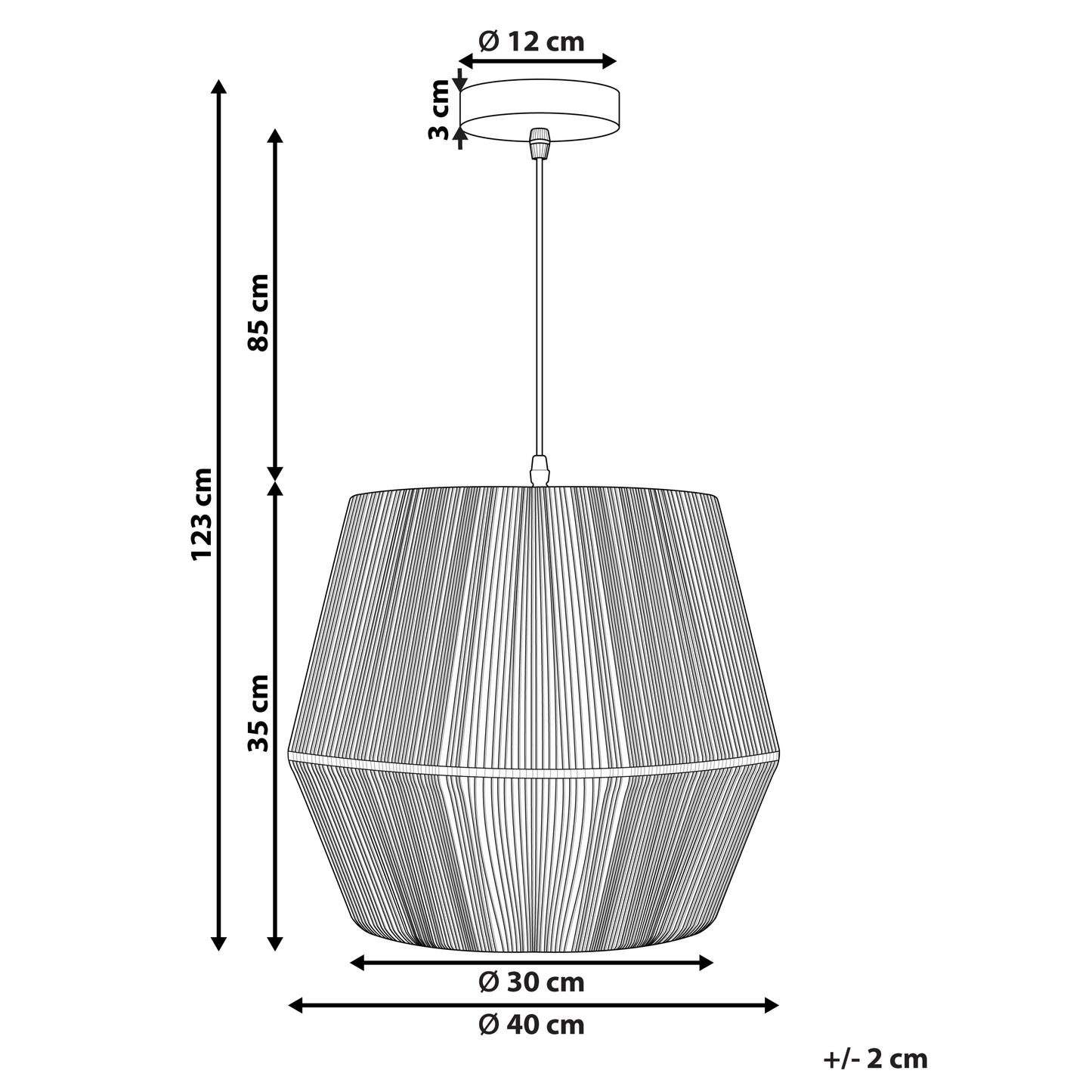 Luma Black Natural Paper Cord Pendant Lamp With Adjustable Cord