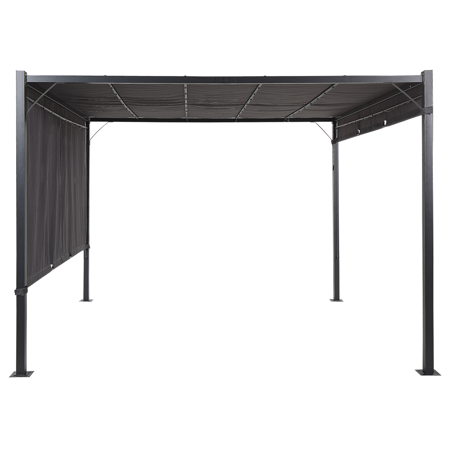 Premier Pergola Grey Steel 310 x 310cm Solar LED Lights Pavilion