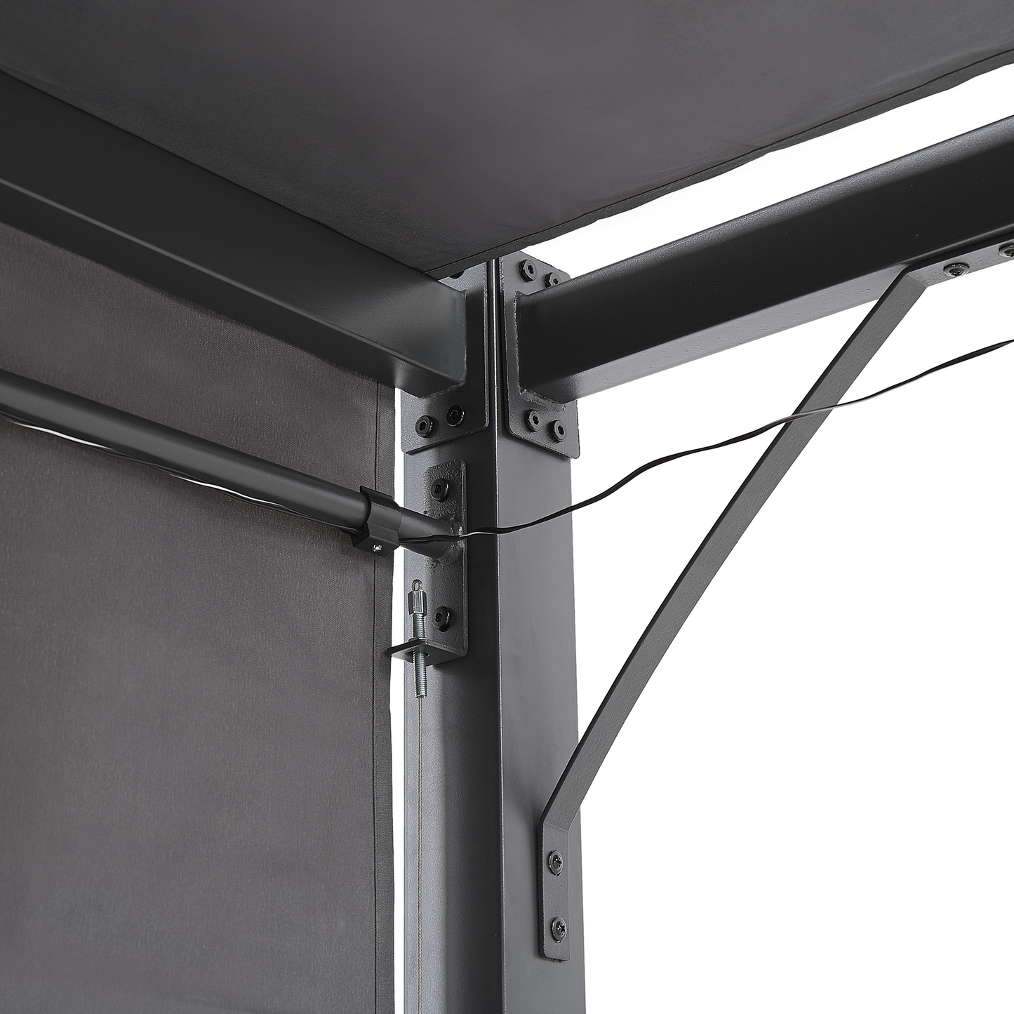 Premier Pergola Grey Steel 310 x 310cm Solar LED Lights Pavilion