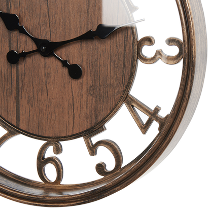 Home Brown Wall Clock 52cm Glass Face Arabic Numerals