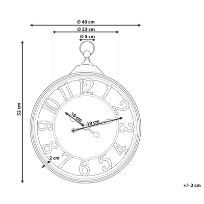 Home Brown Wall Clock 52cm Glass Face Arabic Numerals
