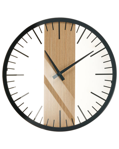 Wall Clock 38cm Black Wood And Synthetic Material Modern Design Without Numerals Living Room Decor