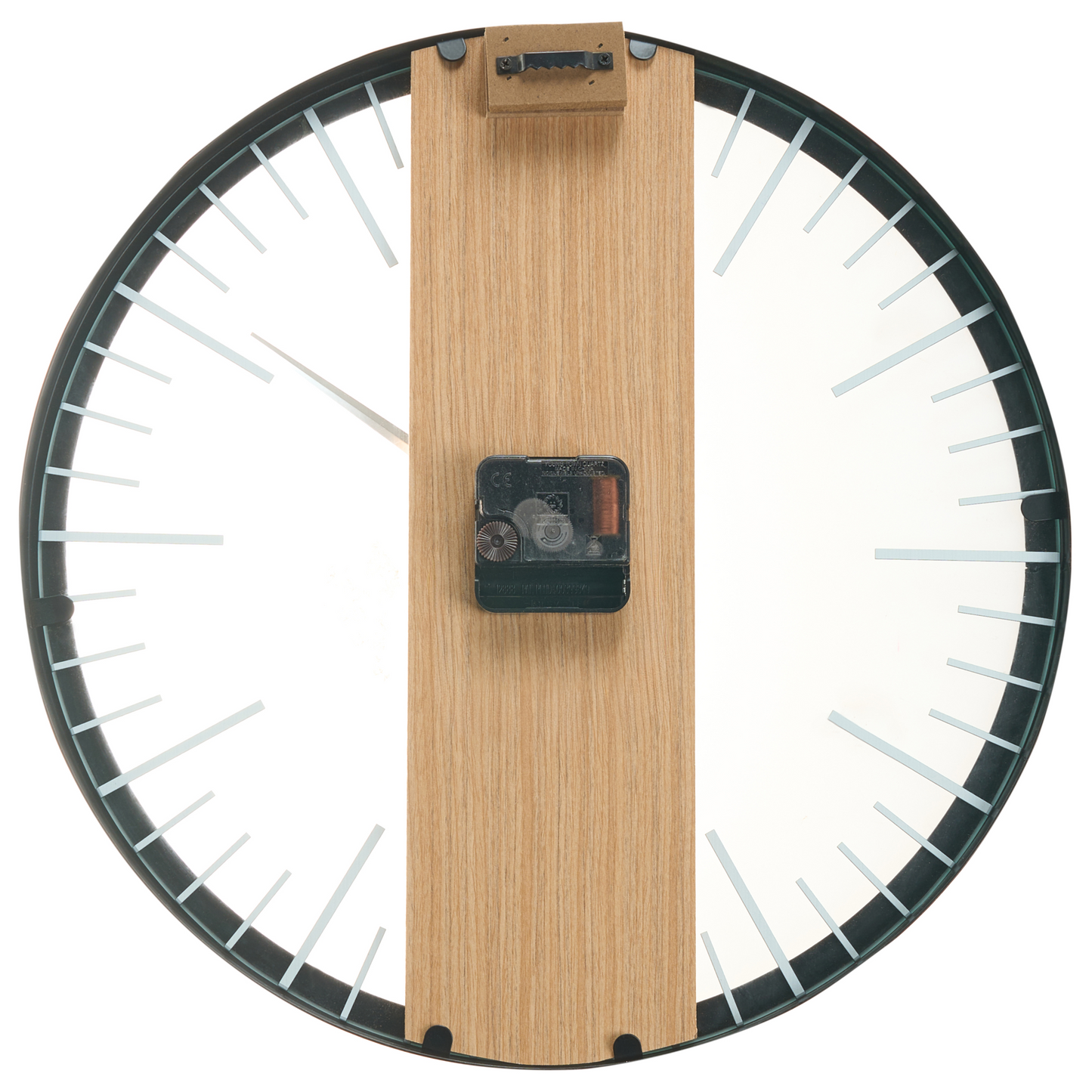 Wall Clock 38cm Black Wood And Synthetic Material Modern Design Without Numerals Living Room Decor