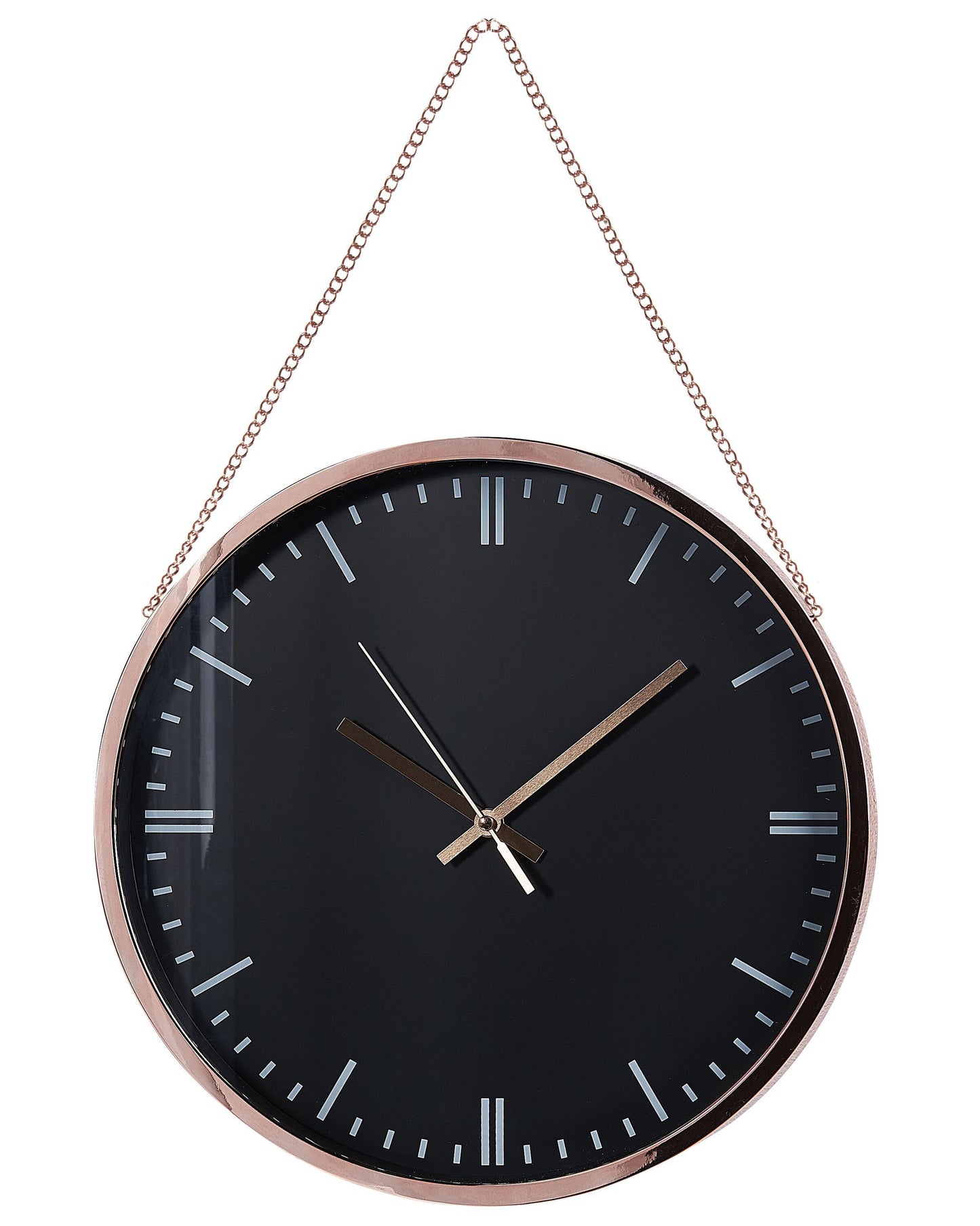 Wall Clock Black Copper Frame 30cm Modern Design Hanging Decor Elegant Living Room Piece