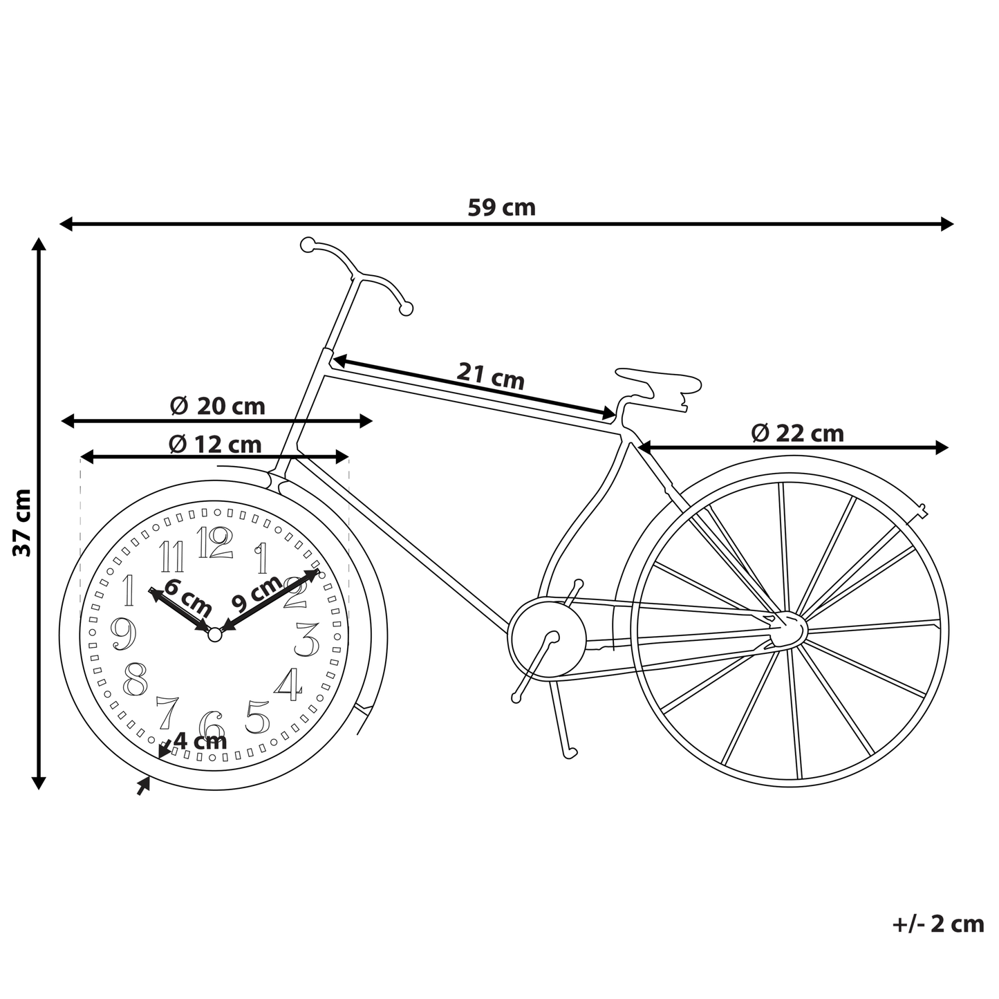 Black Metal Bicycle Table Clock 37cm Vintage Modern Home Decor Decorative Accent For Living Room