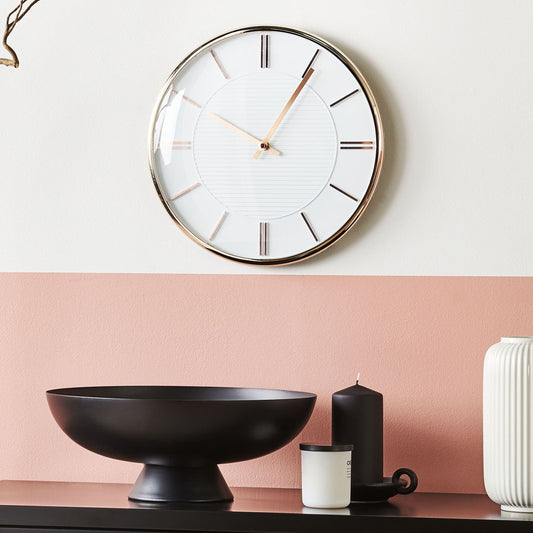 Design Wall Clock White 34cm Numeric Free Modern Living Room