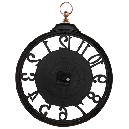 Black Copper Metal Wall Clock 52cm Arabic Numerals Modern Elegant Home Decor