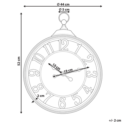 Black Copper Metal Wall Clock 52cm Arabic Numerals Modern Elegant Home Decor
