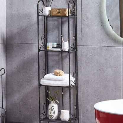 Everstone Black Metal 4 Tier Free Standing Bathroom Shelves Vintage