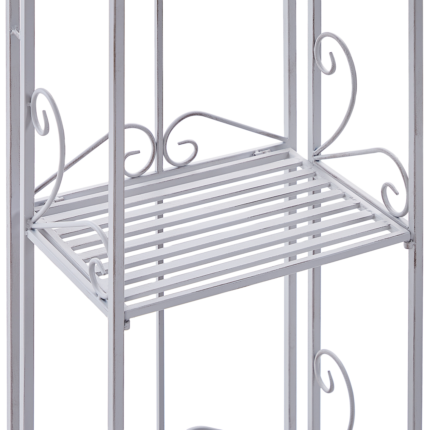 Grey Metal 4 Tier Free Standing Bathroom Shelf Unit Vintage Style
