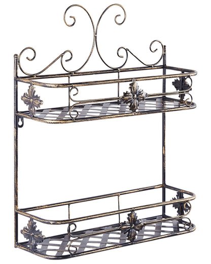 Bathroom Wall Shelf Black Metal 52 x 42cm Distressed Floating Single Shelf Vintage Style