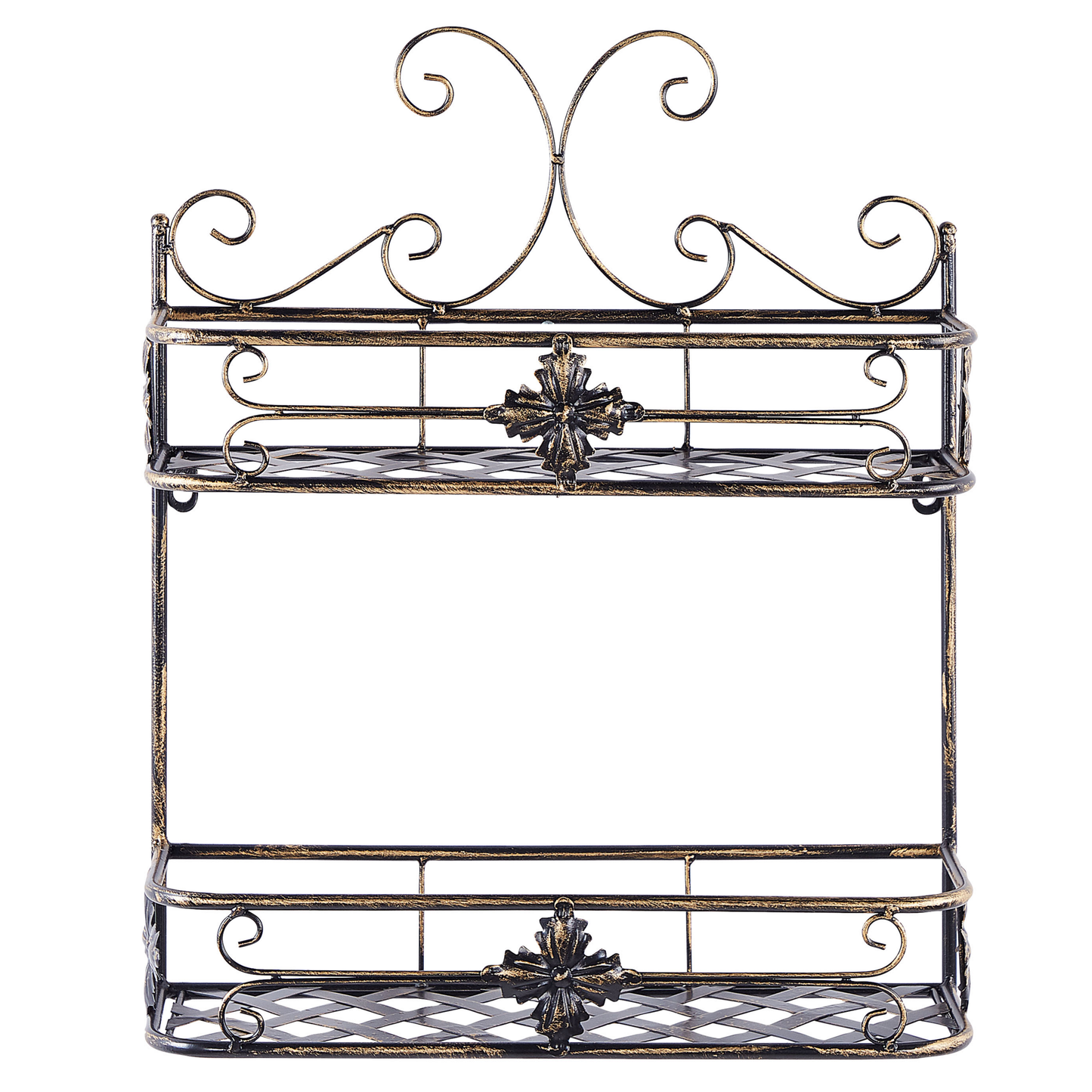 Bathroom Wall Shelf Black Metal 52 x 42cm Distressed Floating Single Shelf Vintage Style