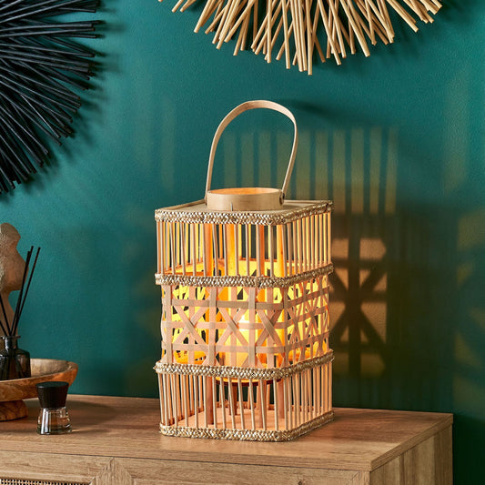 Lantern 39cm Glass Holder Boho Indoor