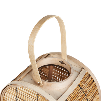 Natural Rattan Lantern 30cm With Glass Candle Holder Boho Decor