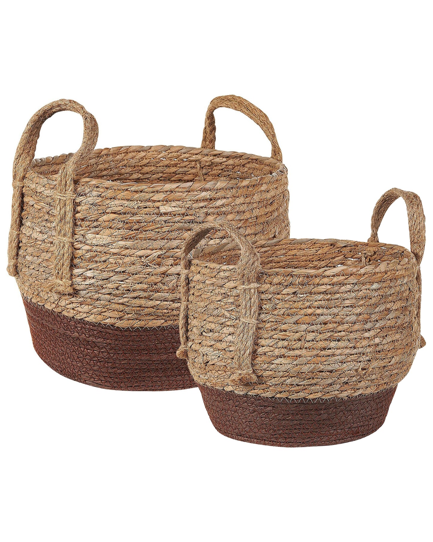 Natural Seagrass Plant Baskets Set of 2 With Handles