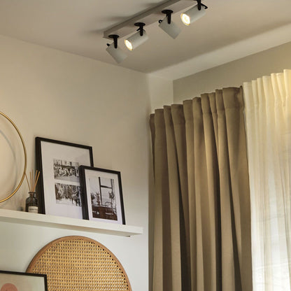 Ceiling Lamp White Metal 4 Light Adjustable Shades Modern