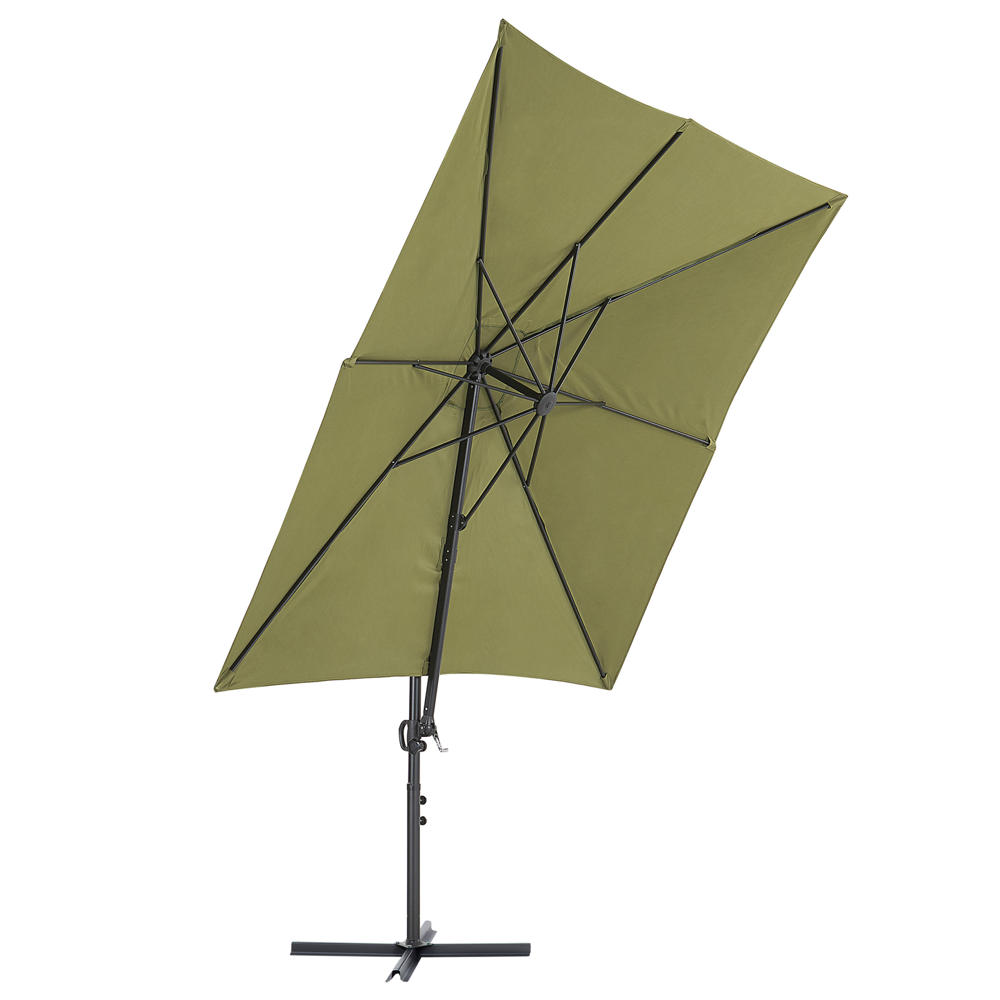 Garden Sun Parasol Cantilever 245cm White Steel Crank Green Canopy