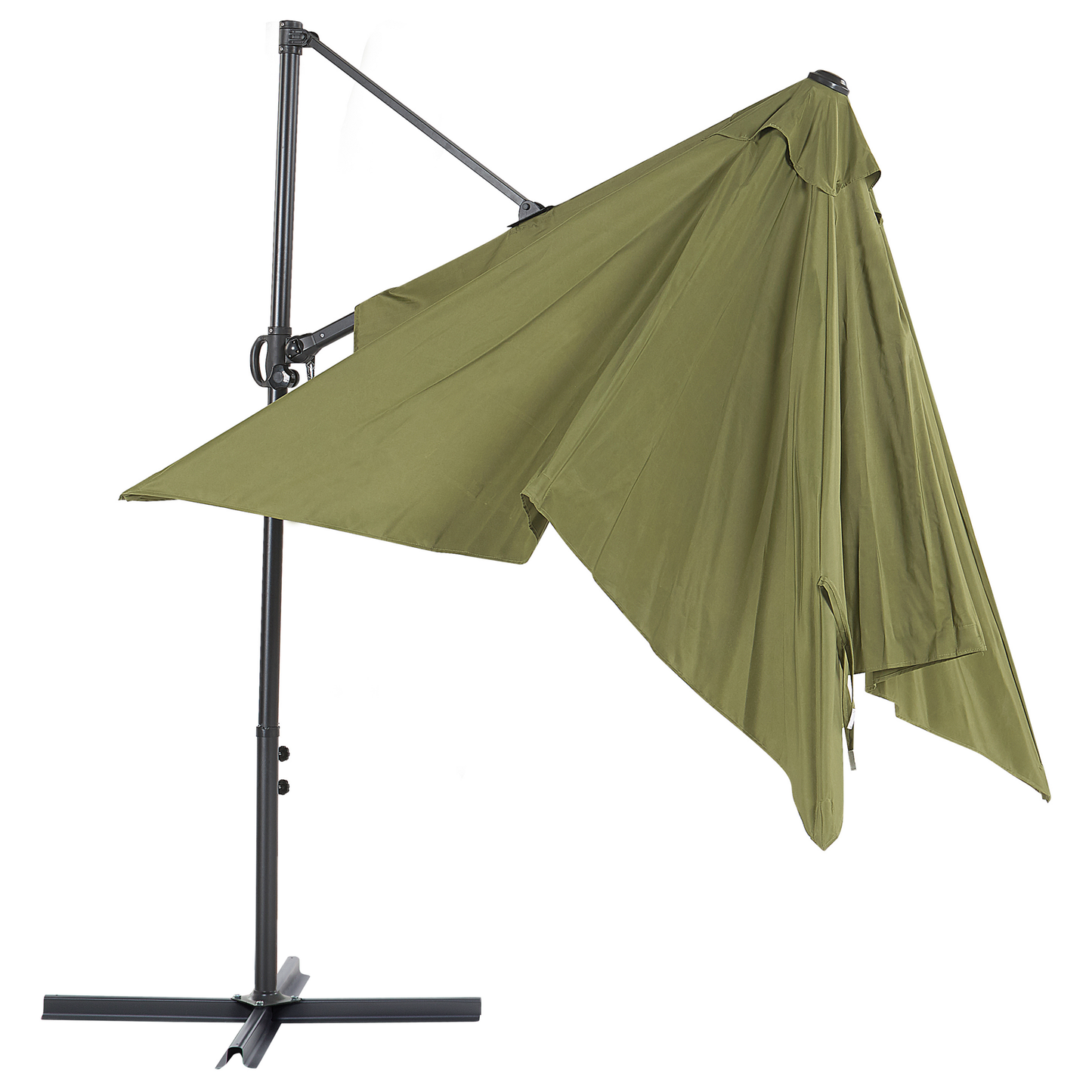 Garden Sun Parasol Cantilever 245cm White Steel Crank Green Canopy