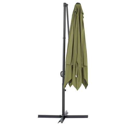 Garden Sun Parasol Cantilever 245cm White Steel Crank Green Canopy