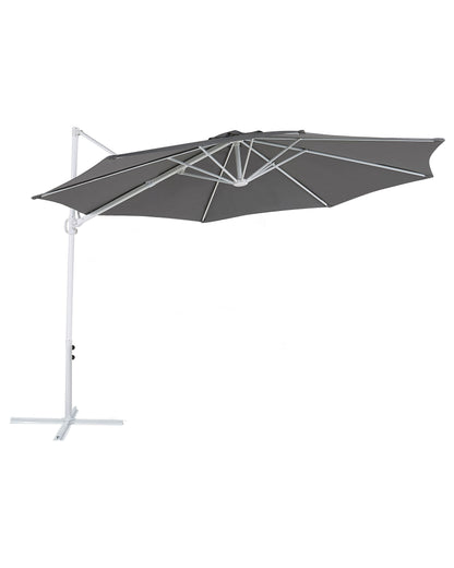 Garden Sun Parasol 295cm Dark Grey White Pole Swivel Weatherproof