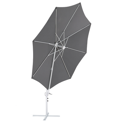 Garden Sun Parasol 295cm Dark Grey White Pole Swivel Weatherproof