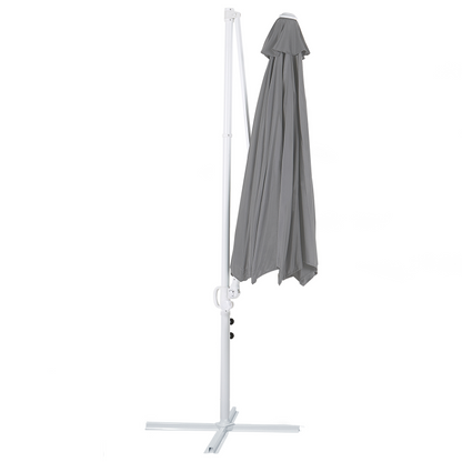 Garden Sun Parasol 295cm Dark Grey White Pole Swivel Weatherproof