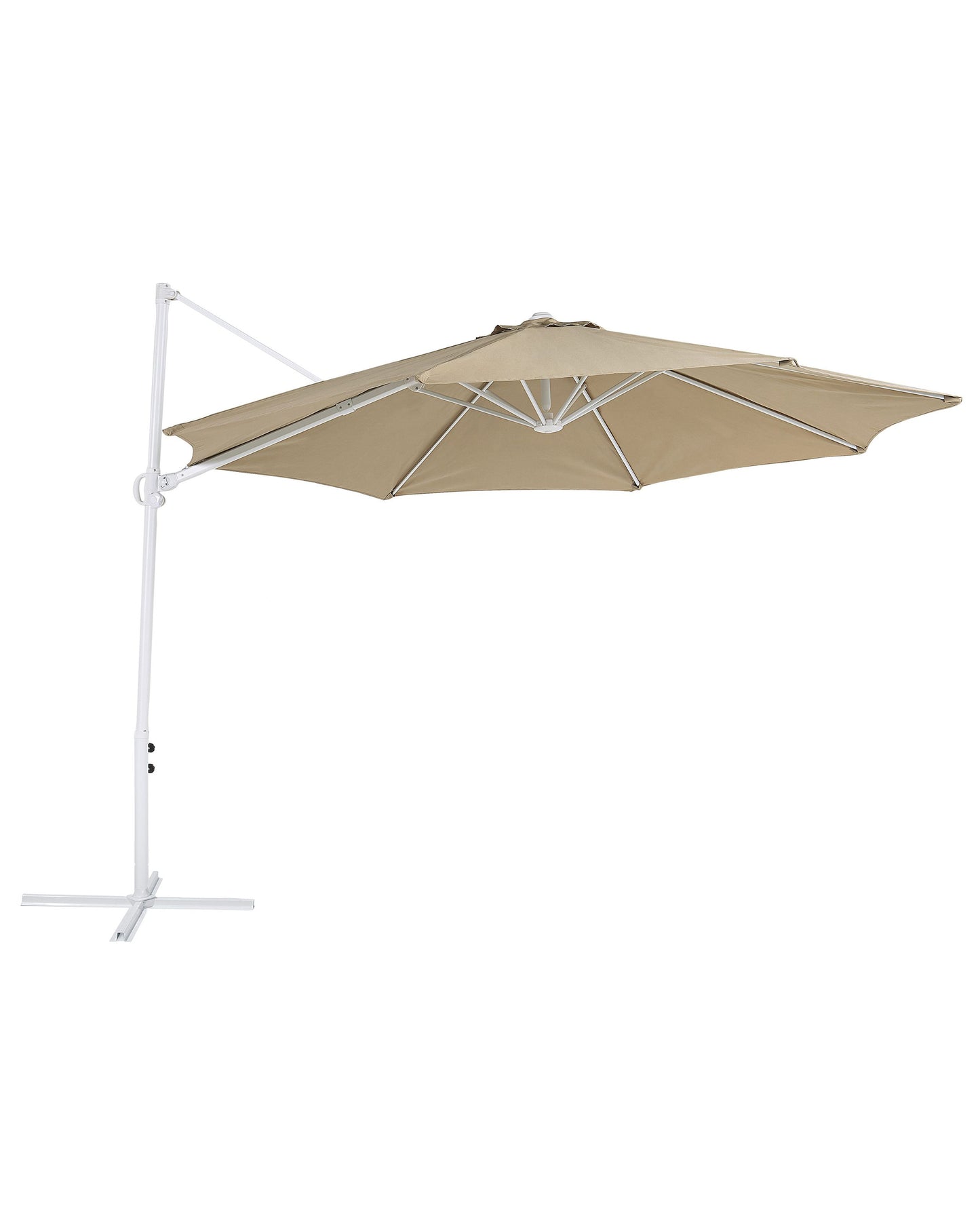 Garden Sun Taupe Parasol 295cm Swivel White Pole UV Resistant