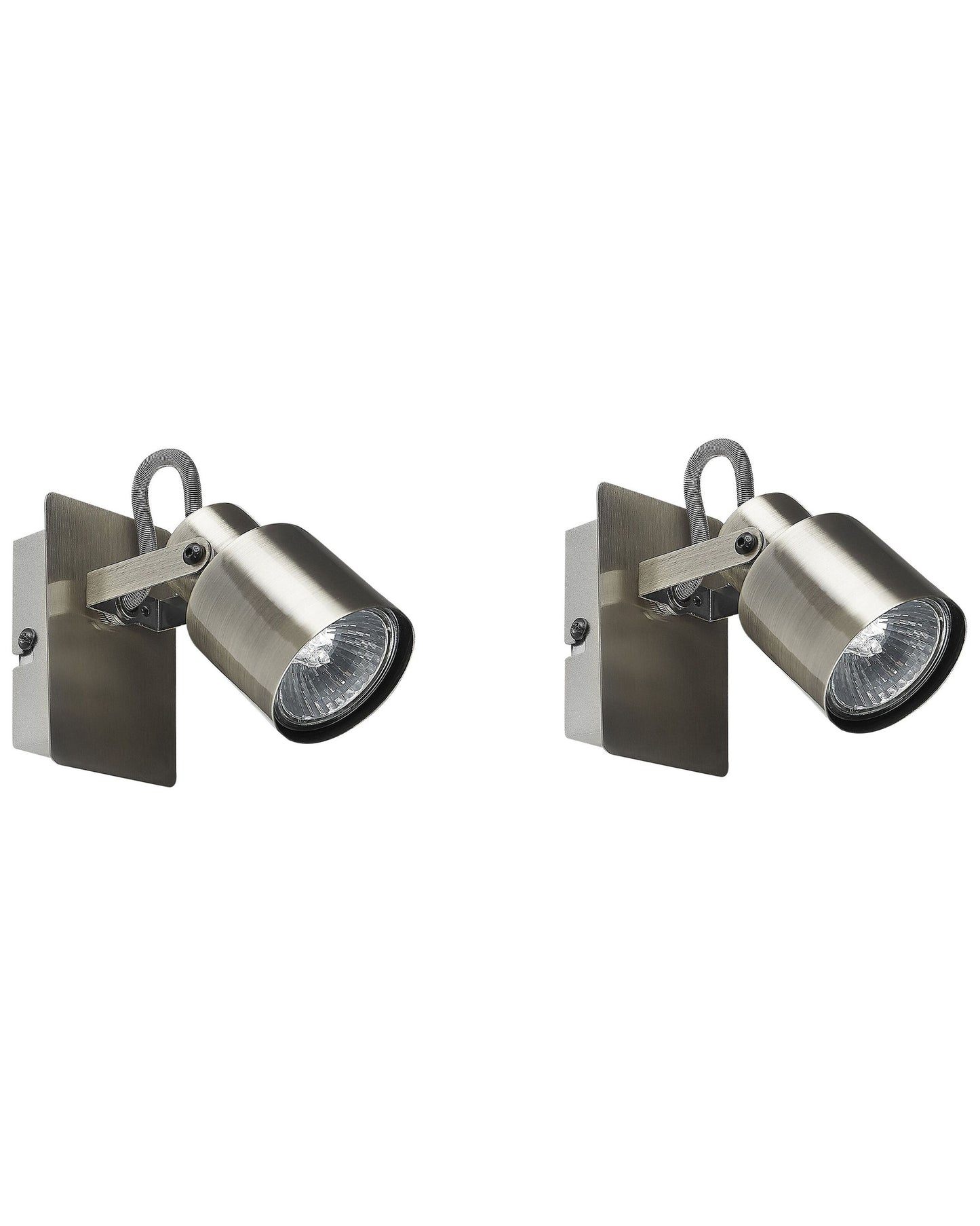 Set Of 2 Silver Wall Lamps Swing Arm Cone Shade 1-Light