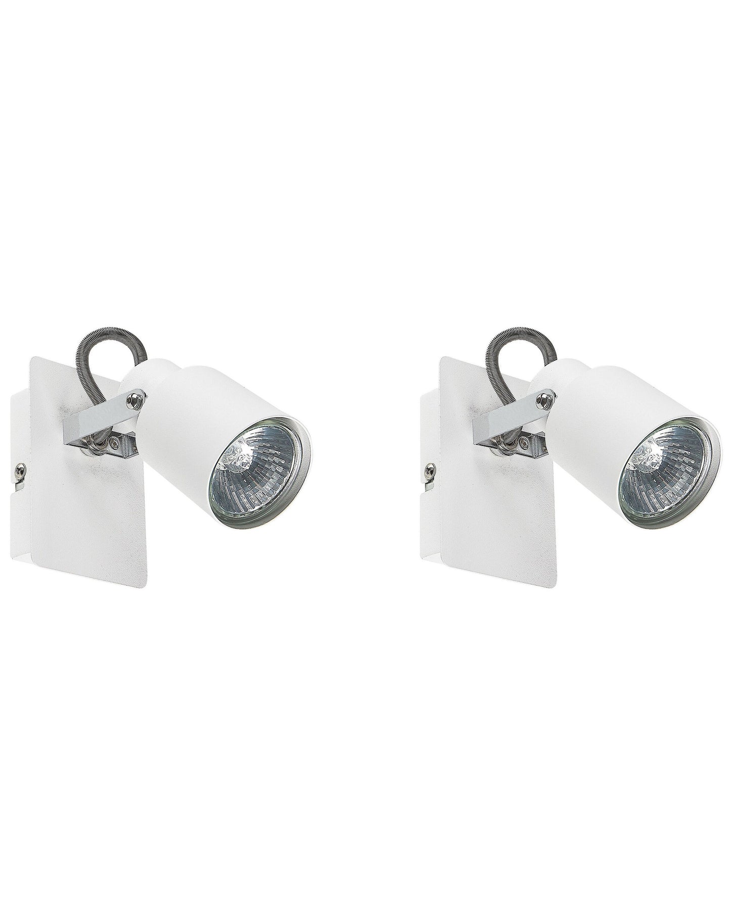 Set Of 2 White Metal 1 Light Swing Arm Wall Lamps Cone Shade