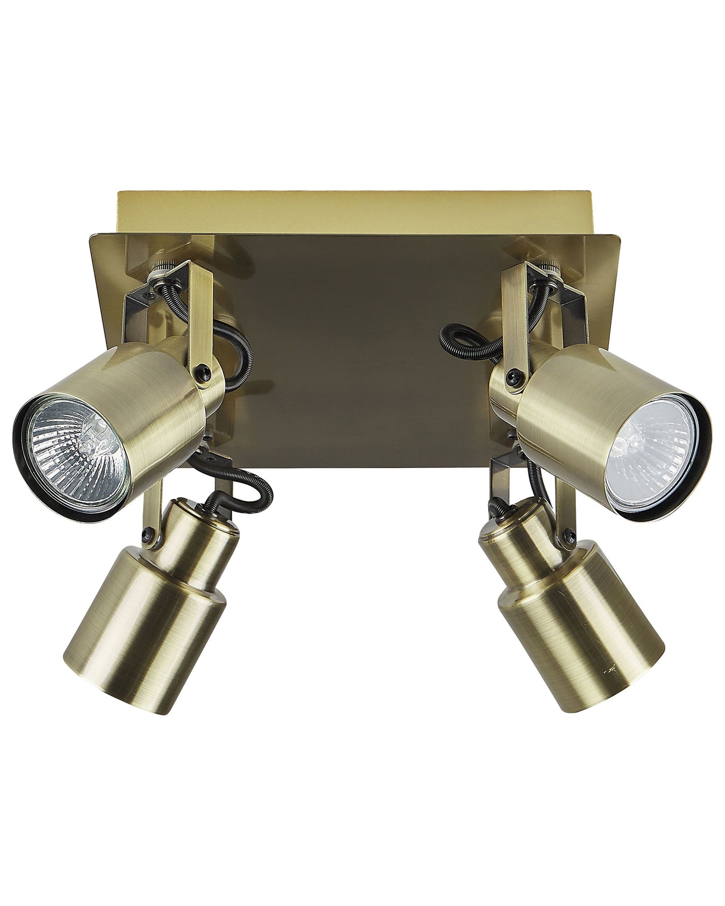 Steel Bronze 4 Light Ceiling Spotlight With Square Frame And Swivel Rods Modern Style
