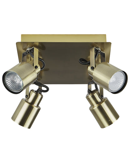 Steel Bronze 4 Light Ceiling Spotlight With Square Frame And Swivel Rods Modern Style