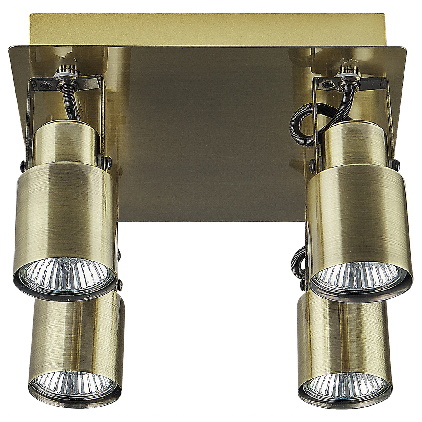 Steel Bronze 4 Light Ceiling Spotlight With Square Frame And Swivel Rods Modern Style