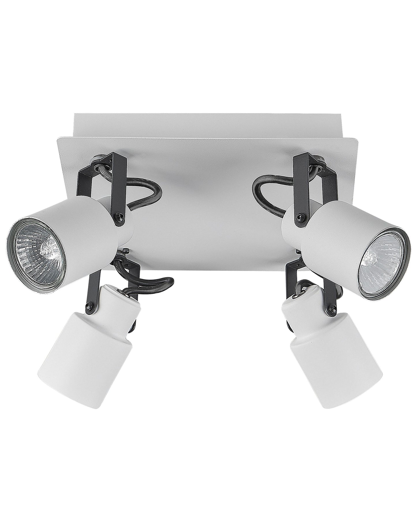4 Light Ceiling Lamps White Metal Swing Arm Cone Shade